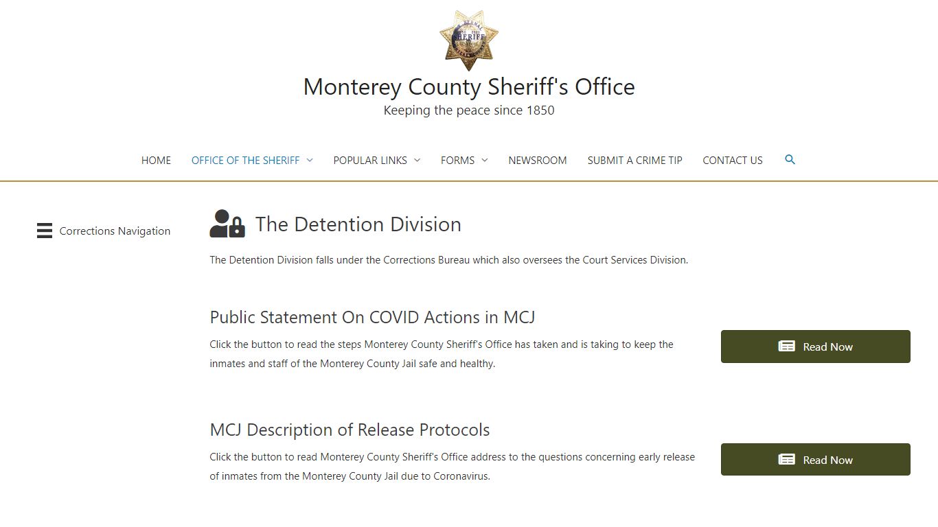 Detention Division (Jails) – Monterey County Sheriff's Office